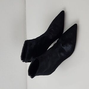 AGL Attilio Giusti Leombruni Calf Hair Ankle Booties Black